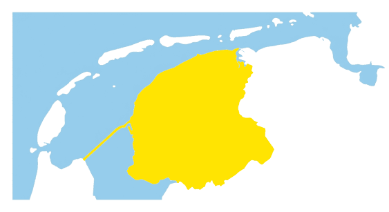 Kaart van Friesland met BCF vestigingen
